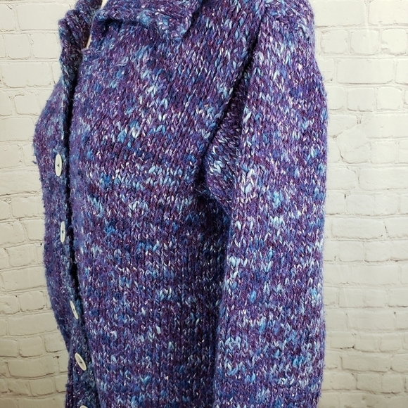 Handmade Grandpa Sweater Cardigan Chunky OOAK Hand Knit Cottagecore Boho - Picture 8 of 11